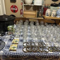 Large Canning Lot Waterbath Canner Jars And Accessories 