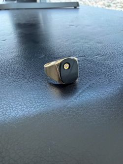 14k Yellow Gold Men’s Ring with Black Stone