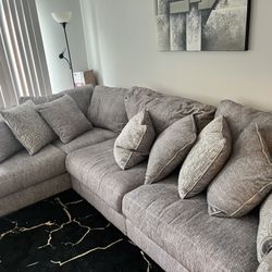 Ashley Furniture  Section Sofa(&) Grey Bar Stools