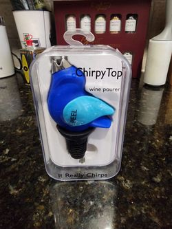 NEW ChirpyTop Wine Pourer - Cobalt/Aqua Bird (It Really Chirps!)