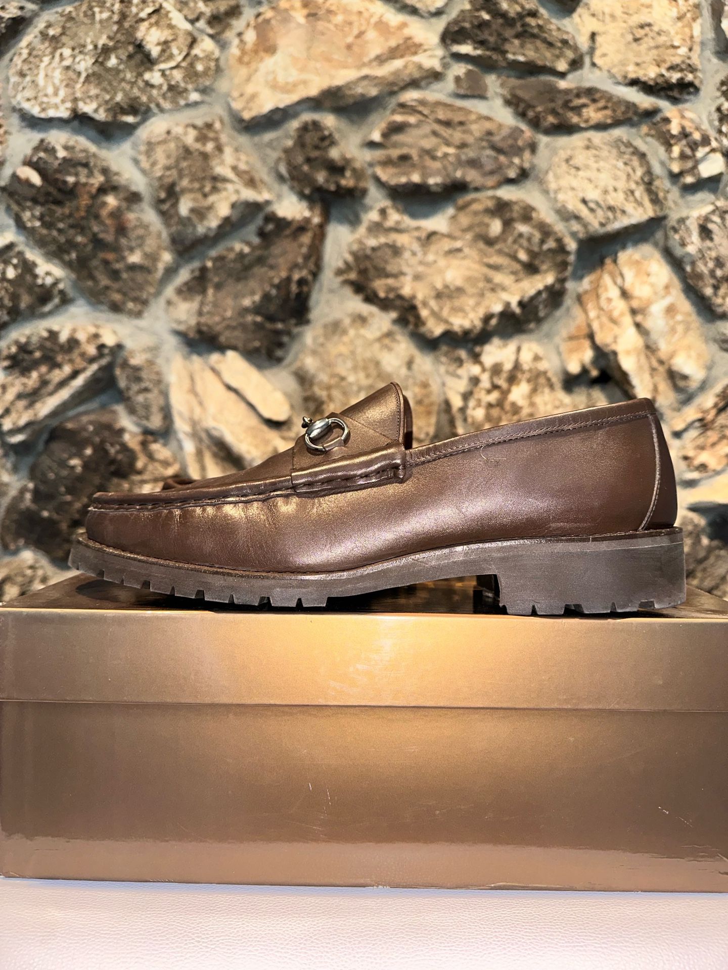 Gucci Horsebit Brown Leather Loafers Size 11.5