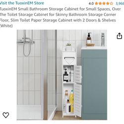 TuoxinEM Small Bathroom Storage Cabinet for Small Spaces, Over The Toilet Storage Cabinet for Skinny Bathroom Storage Corner Floor, Slim Toilet Paper 
