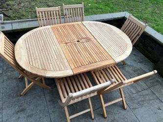 7 Piece Grade A Teak Outdoor Dining set with foldable chairs