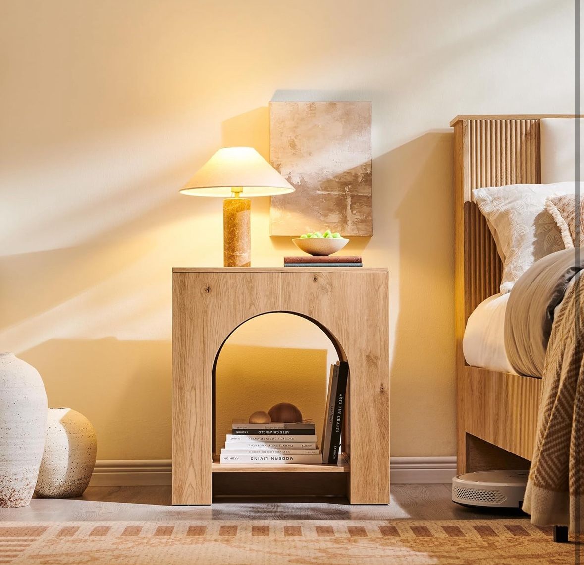 Arched End Tables Set Of 2 With Charging Port 