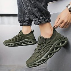 Men's Solid Slip On Blade Type Shoes Shock Absorption Breathable Outdoor Running