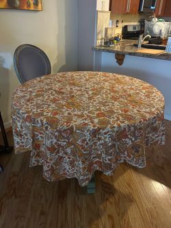 74” ROUND COTTON TABLECLOTH