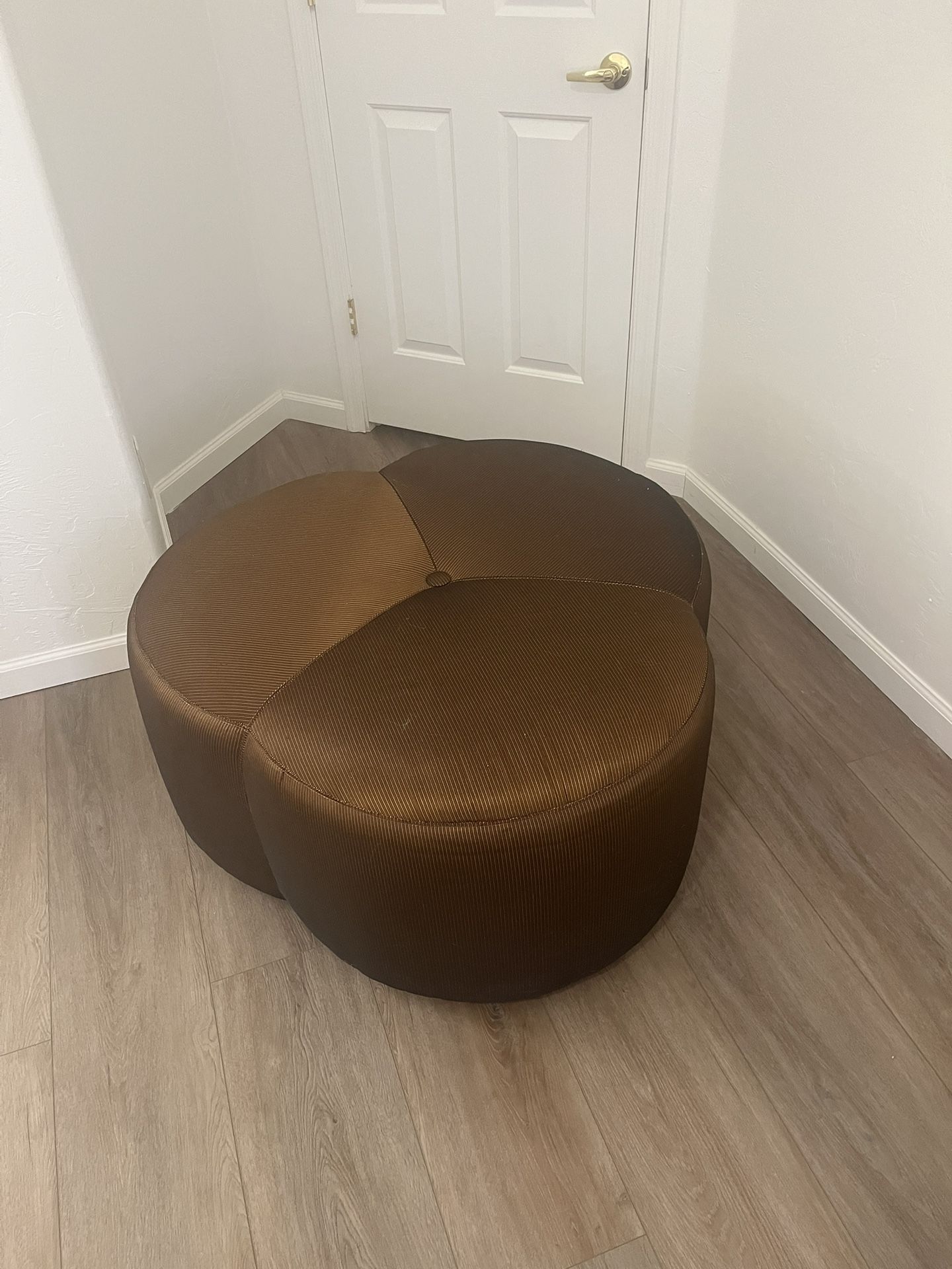 Large Clover Shaped Upholstered Pouf Ottoman