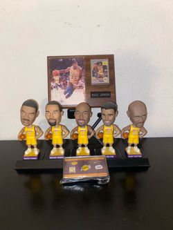 🏀 Lakers Collector’s Lot – Bobbleheads, Magic Johnson Plaque & Sealed Pins!
