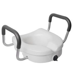  Free 🎁 with purchase New Raised Toilet Seat with Removable or Adjustable Handles, Plastic Raised Toilet Seat 