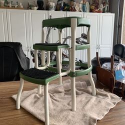 Extend the olive branch green Vintage Cosco stepstool totally refurbished, 