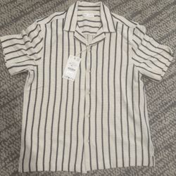 Zara Textured Button Up Weave Shirt Men’s