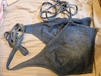 Shein M Denim Wrap Around Top