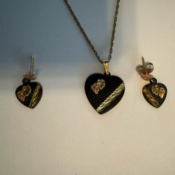 Black Hills Gold - Heart Necklace And Earrings