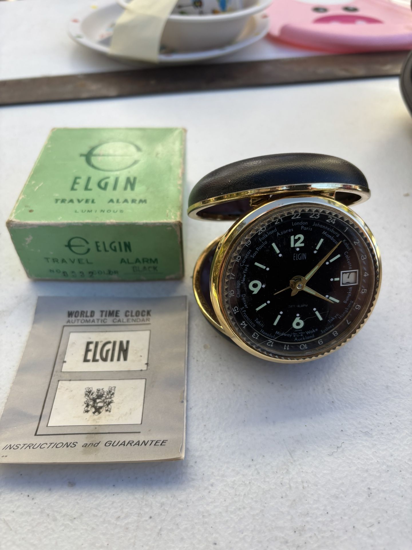 Antique Elgin world travel clock