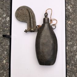 Antique Gunpowder Bottle Hand Curved