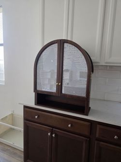 Wall Mounted Glass Door Arched Cabinet