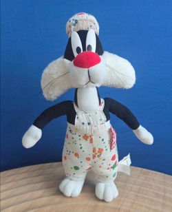 Vintage 1998 Sylvester the Cat in Painter Overalls 13" Plush