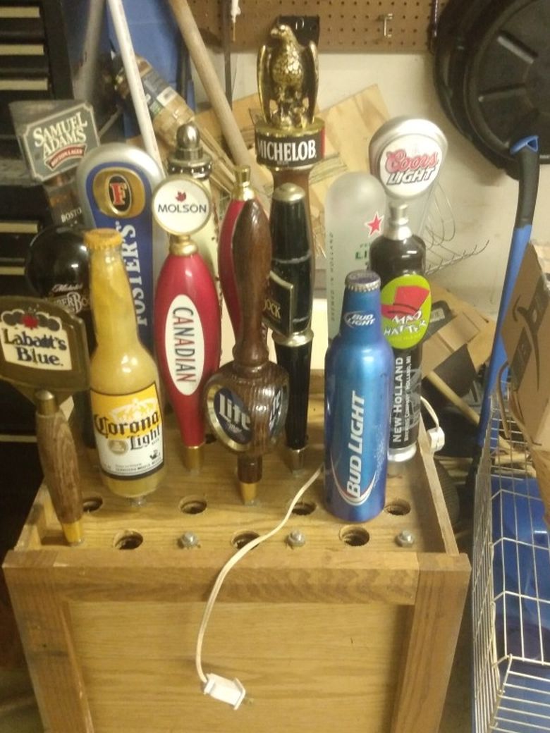 Beer Kegerator. With 15 Different Tap Handle