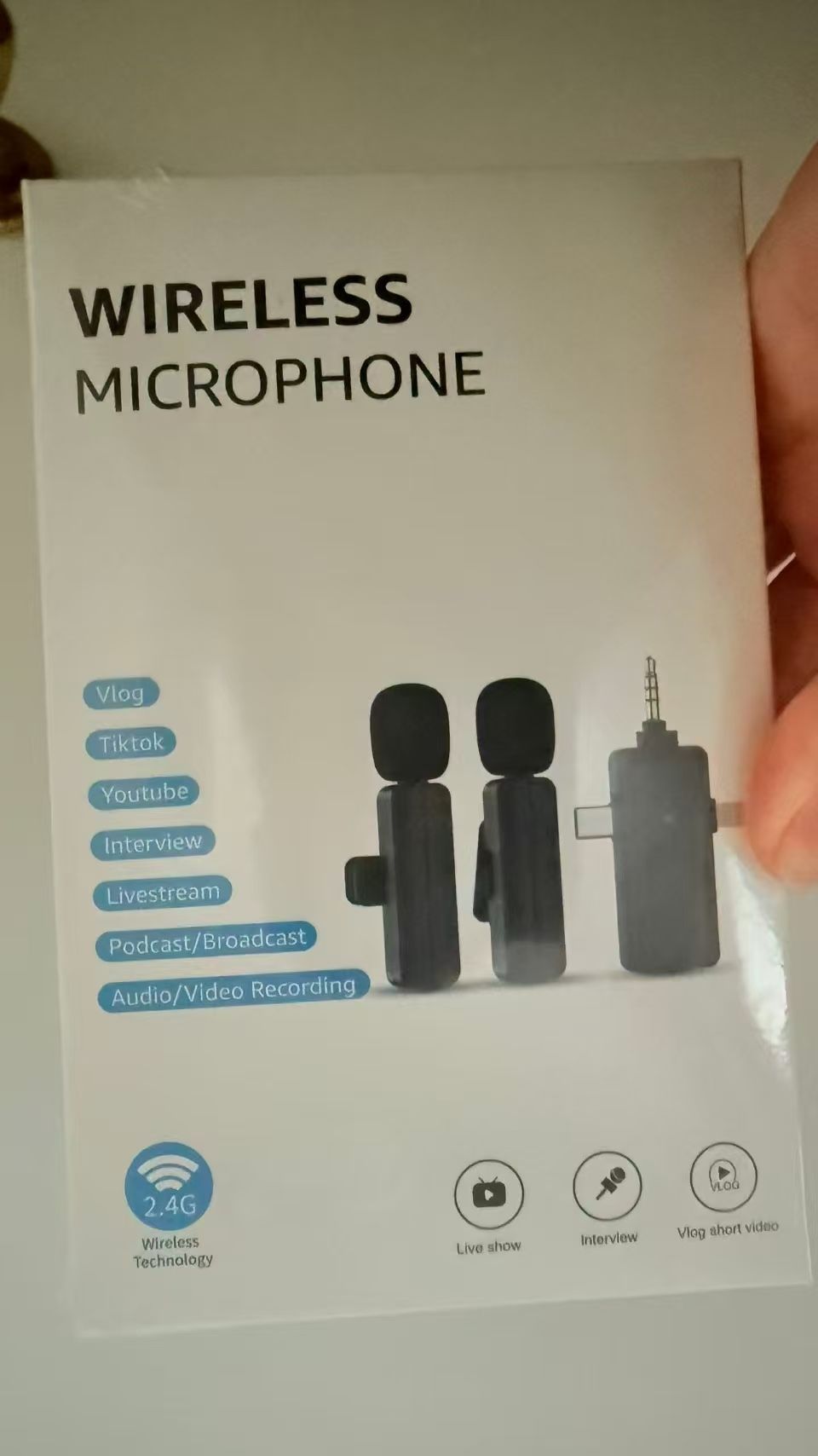 new In Box! Wireless Mini Lavalier Microphone for iPhone - 3 in 1 Bluetooth Microphone with Noise Reduction, Plug & Play Lapel Mic for iPad Android, 3
