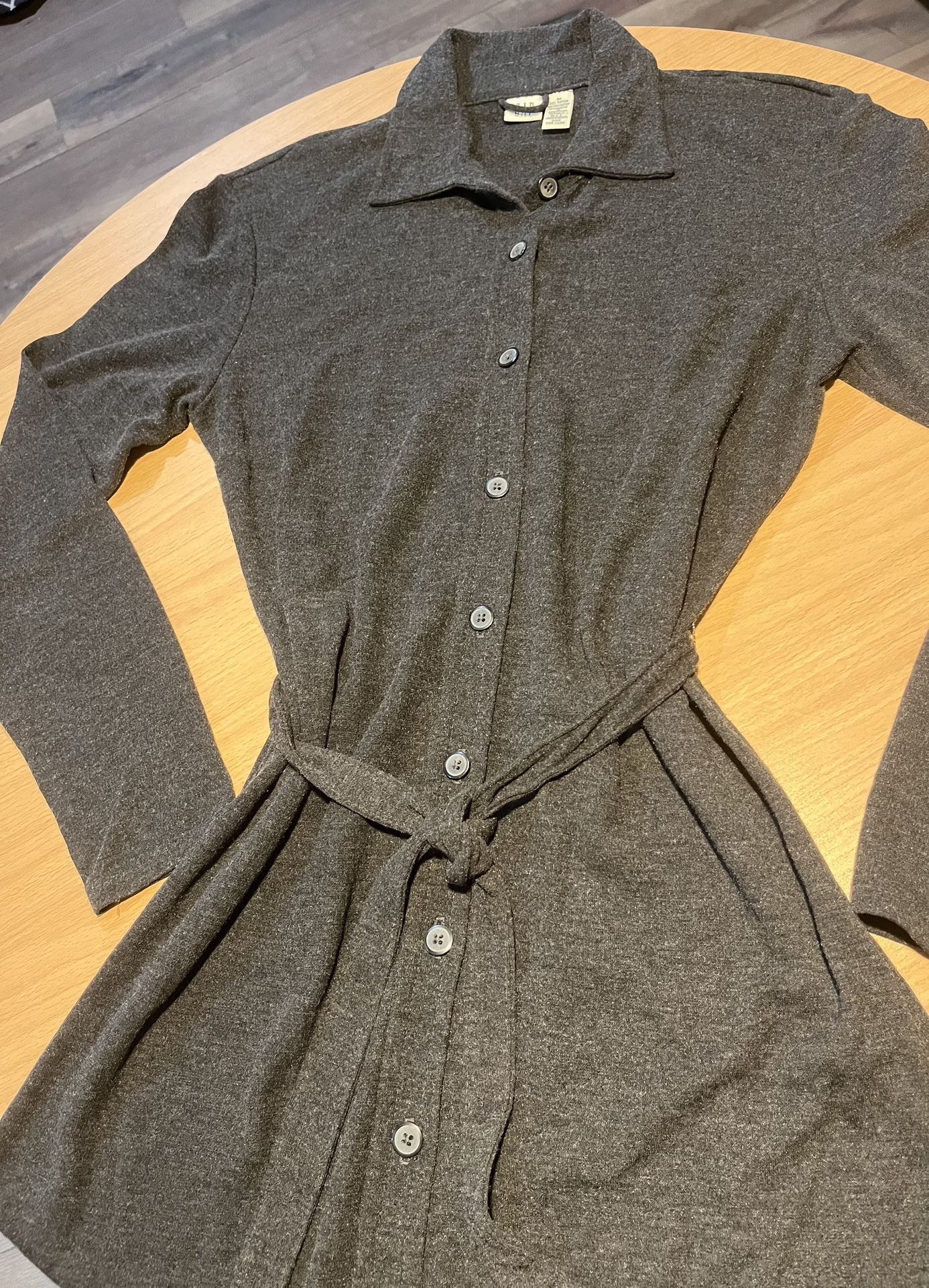 The GAP Charcoal Gray Button Up Long Sleeve Dress, Size: Medium (M)