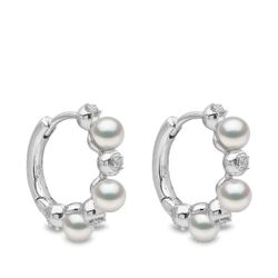 Yoko London 18kt white gold Eclipse Akoya pearl and diamond hoop earrings