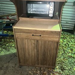 Rolling Barcart With Toaster Oven
