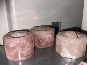 Rose Quartz candle Holder 