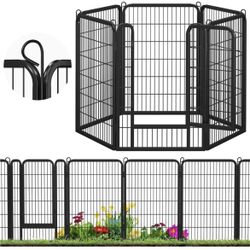40in x 13ft Decorative Garden Fence Rustproof Folding Fencing Landscape Patio Flower Bed Animal Barrier Border for Dog Outdoor Fences Black