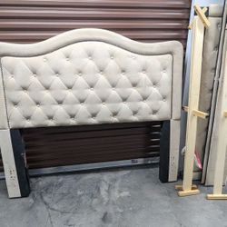 Queen Taupe Tufted Headboard Footboard Frame