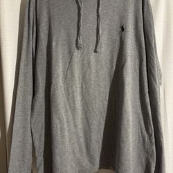 Polo Ralph Lauren Mens Gray Drawstring Pullover Hoodie Size L