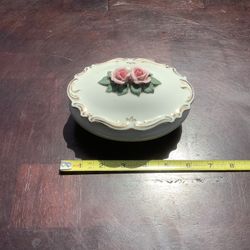PK Germany Dresden Rose Ceramic Trinket Jewelry box