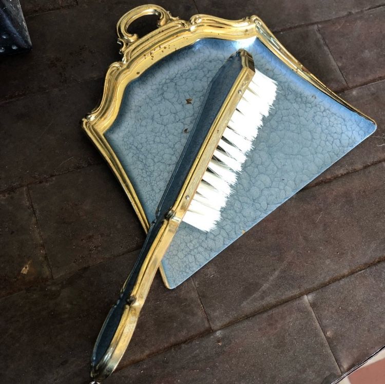Antique Vintage Hollywood Regency Table Brush Pan Crumb Sweeper