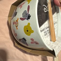 Winnie the Pooh bowl with chopsticks