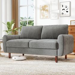 Two-seater sofa, fabric mid-century modern style, solid wood frame 78in