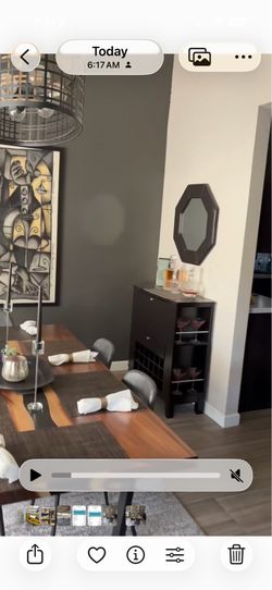 Dark brown wine and glass holder hutch