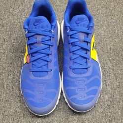 Nike Air Max TN Plus Running Shoes Mens 10 Blue Yellow Retro Shoes Big Logo