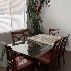 TABLE WITH 6 CHAIRS GLASS  $100.00 