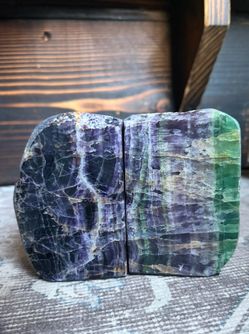 Premium Rainbow Fluorite Bookends - Velvet Backed