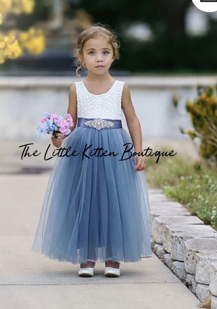 Dusty Blue Flower Girl Dress - Size 5 