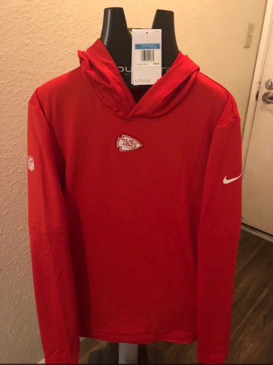 KANSAS CITY CHIEFS Hoodie Mens Medium Red Shirt Nike Dri Fit Lightweight NFL