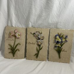 3D Wall Plates With Flowers Design