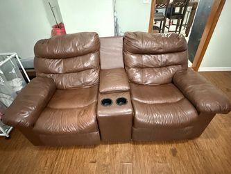Leather love seat