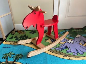 IKEA EKORRE Rocking moose/horse, Red rubberwood