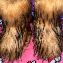y2k brown furry boots