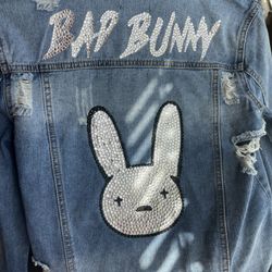 Custom Bling Bad  Bunny Denim Jacket