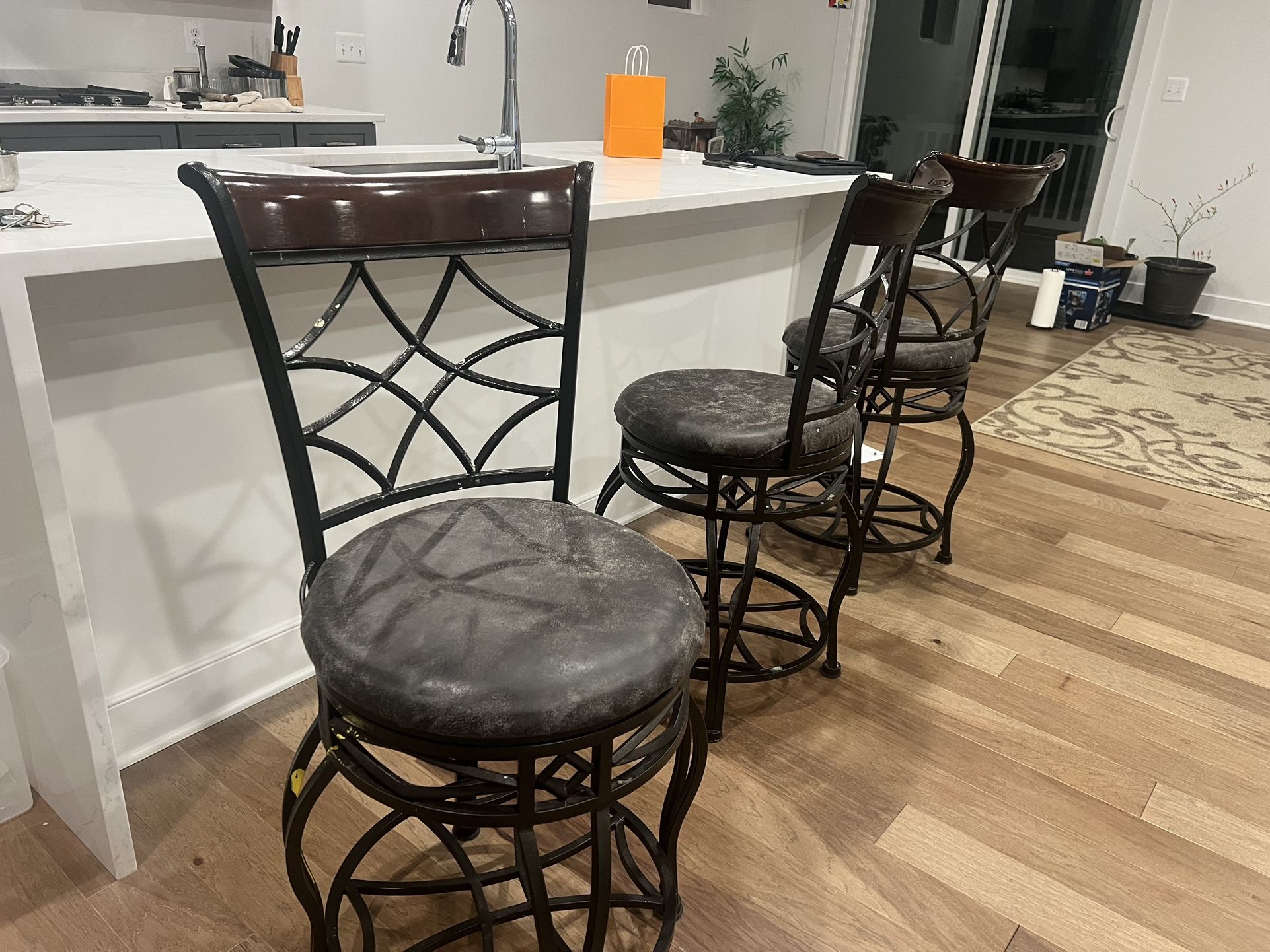 Metal Bar Chairs - Set of 3