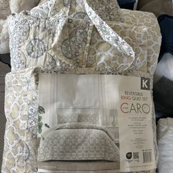 Caro Home 3-piece Cotton Quilt Set. King. New 