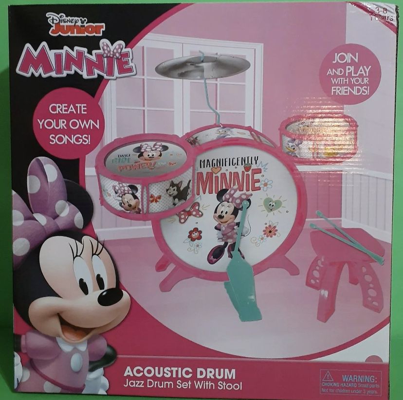 Disney Minnie Mouse Junior Acoustic Jazz Drum Set With Stool