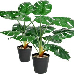 Artificial Monstera Plants, 1PC 25IN Fake Turtle Leaf Plant, 9 Leaves Faux Tropical