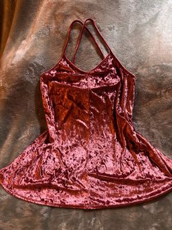 Crushed Velvet Mini Dress Rust Red